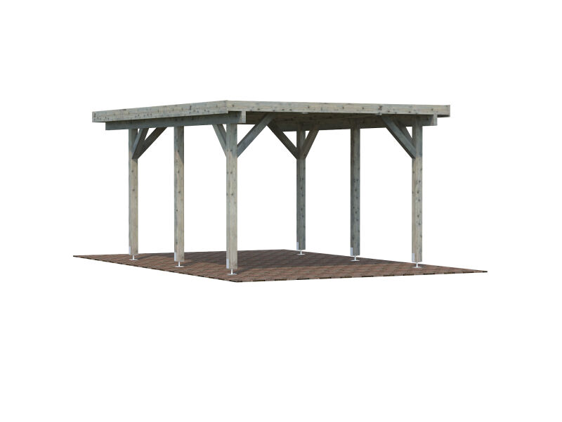 Palmako Carport KARL 11,7 m² - 315x372 cm, Leimholz-Pfosten 12x12 cm, weiß grundiert