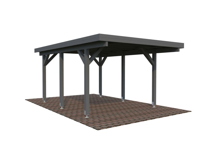 Palmako Carport KARL 11,7 m² - 315x372 cm, Leimholz-Pfosten 12x12 cm * natur + farbig *