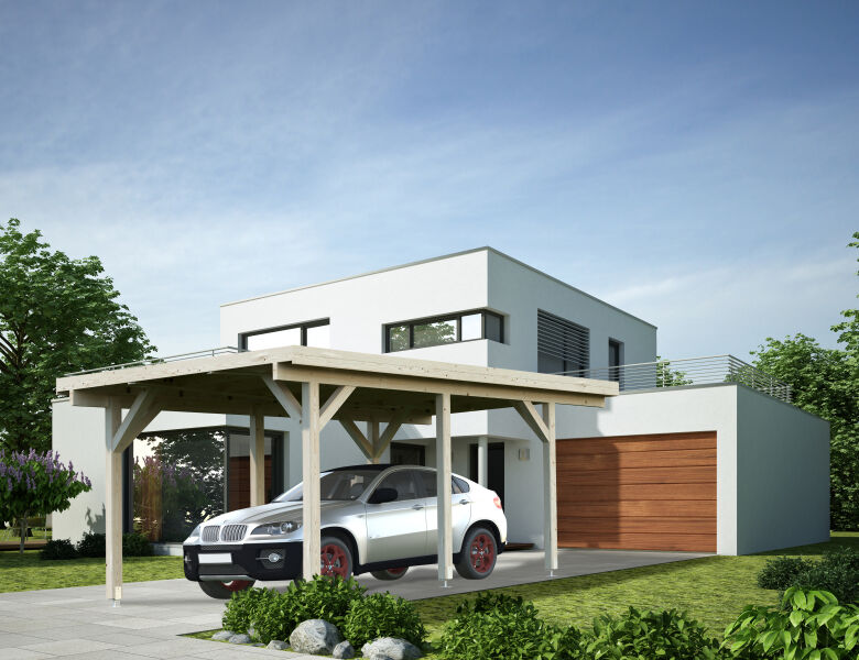 Palmako Carport KARL 11,7 m² - 315x372 cm, Leimholz-Pfosten 12x12 cm * natur + farbig *