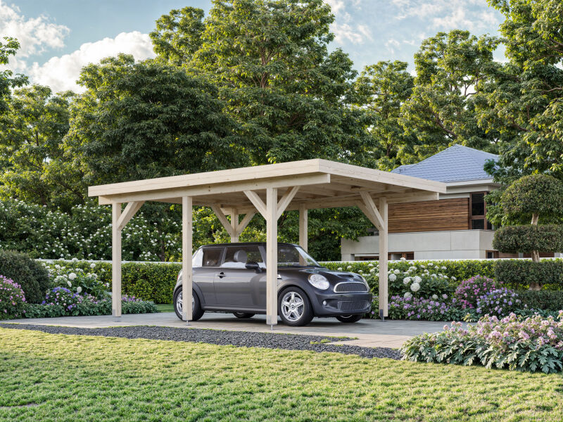 Palmako Carport KARL 11,7 m² - 315x372 cm, Leimholz-Pfosten 12x12 cm * natur + farbig *