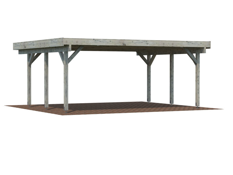 Palmako Carport KARL 20,6 m² - 555x372 cm, Leimholz-Pfosten 12x12 cm, hellbraun imprägniert