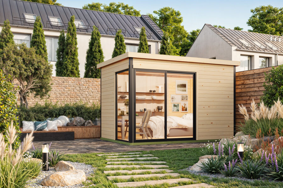 4743329243388 - Gartenhaus AUSTIN 2 ISO 360x240 cm 44 mm inkl Fußboden natur + farbig