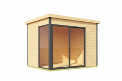 Lasita Maja Gartenhaus BUSTANI 1, 275x275cm, 28 mm, ALU-Schiebetür, naturbelassen