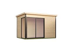 Lasita Maja Gartenhaus BUSTANI 1, 275x275cm, 28 mm, ALU-Schiebetür, naturbelassen