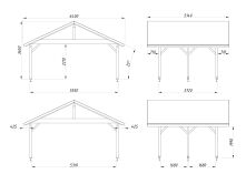 Palmako Doppelcarport ROBERT 20,6 m²  555x372 cm, 12x12 Pfosten, lackiert weiß (9016) + weiß (9016)