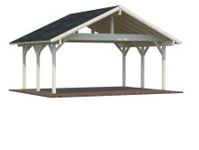 Palmako Doppelcarport ROBERT 20,6 m²  555x372 cm, 12x12 Pfosten, lackiert weiß (9016) + weiß (9016)