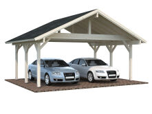 Palmako Doppelcarport ROBERT 20,6 m²  555x372 cm, 12x12 Pfosten, lackiert weiß (9016) + weiß (9016)