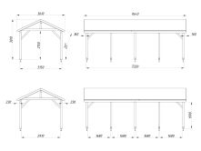Palmako Einzelcarport ROBERT 23,1 m²  315x732 cm, 12x12 Pfosten, natur + farbig