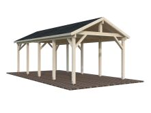 Palmako Einzelcarport ROBERT 23,1 m²  315x732 cm, 12x12 Pfosten, natur + farbig