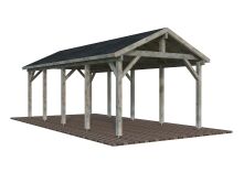 Palmako Einzelcarport ROBERT 23,1 m²  315x732 cm, 12x12 Pfosten, natur + farbig