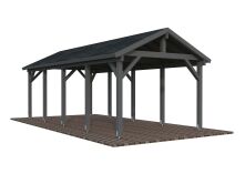 Palmako Einzelcarport ROBERT 23,1 m²  315x732 cm, 12x12 Pfosten, natur + farbig