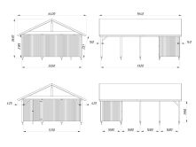 Palmako Doppelcarport ROBERT 40,6 m² mit Geräteraum  555x732 cm, 12x12 Pfosten, hellbraun imprägniert