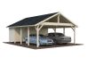 Palmako Doppelcarport ROBERT 40,6 m² mit Geräteraum  555x732 cm, 12x12 Pfosten, natur + farbig