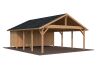 Palmako Doppelcarport ROBERT 40,6 m² mit Geräteraum  555x732 cm, 12x12 Pfosten, natur + farbig