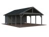 Palmako Doppelcarport ROBERT 40,6 m² mit Geräteraum  555x732 cm, 12x12 Pfosten, natur + farbig