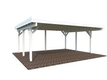 Palmako Carport KARL 20,6 m² - 555x372 cm, Leimholz-Pfosten 12x12 cm, weiß grundiert