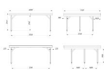Palmako Carport KARL 20,6 m² - 555x372 cm, Leimholz-Pfosten 12x12 cm, weiß grundiert