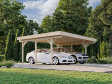 Palmako Carport KARL 20,6 m² - 555x372 cm, Leimholz-Pfosten 12x12 cm, weiß grundiert