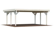 Palmako Carport KARL 20,6 m² - 555x372 cm, Leimholz-Pfosten 12x12 cm, weiß grundiert