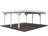 Palmako Carport KARL 20,6 m² - 555x372 cm, Leimholz-Pfosten 12x12 cm, weiß grundiert