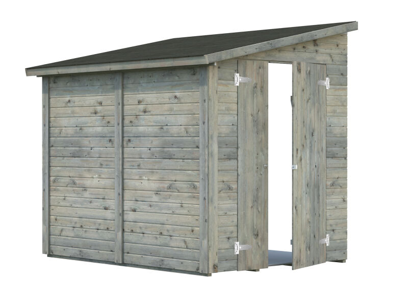 Palmako Gerätehaus Anbauhaus MIA 3,6 m² 222x165 cm, 16 mm, inkl. Fußboden, lackiert dunkelgrau (7012) + dunkelgrau (7012)