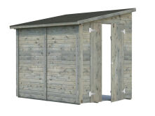 Palmako Gerätehaus Anbauhaus MIA 3,6 m² 222x165 cm, 16 mm, inkl. Fußboden, lackiert dunkelgrau (7012) + dunkelgrau (7012)