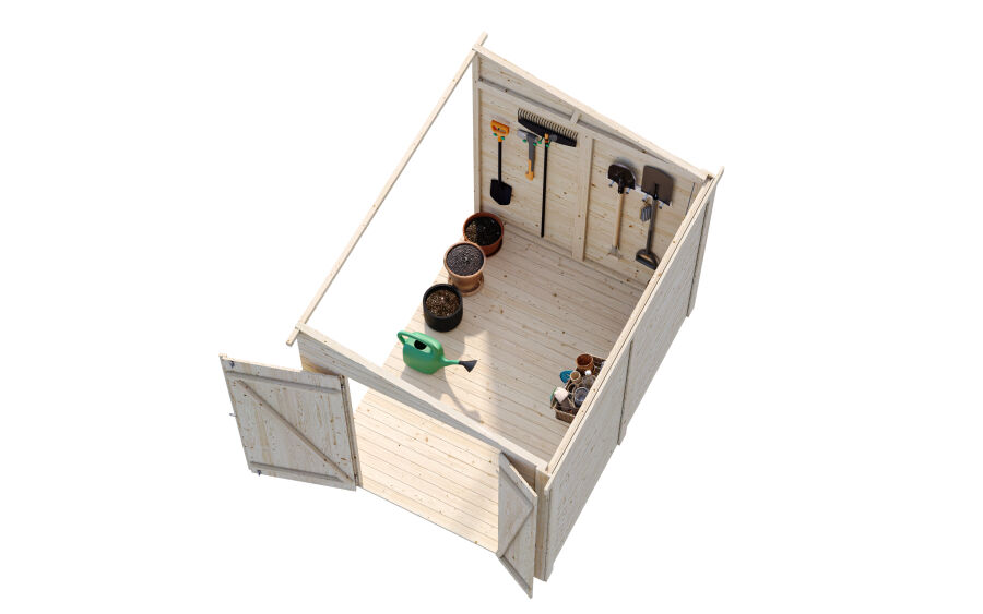 Palmako Gerätehaus Anbauhaus MIA 3,6 m² 222x165 cm, 16 mm, inkl. Fußboden, natur + farbig