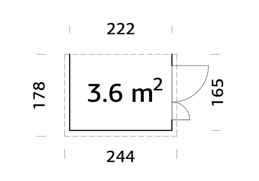 Palmako Gerätehaus Anbauhaus MIA 3,6 m² 222x165 cm, 16 mm, inkl. Fußboden, natur + farbig