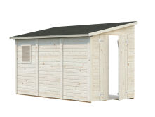 Palmako Gerätehaus Anbauhaus MIA 5,4 m² 332x165 cm, 16 mm, inkl. Fußboden, natur + farbig