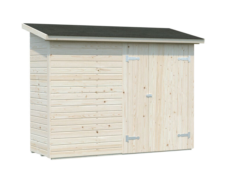 Palmako Gerätehaus Anbauschuppen LEIF 2,2 m², 16 mm, 234x95 cm, inkl. Fußboden, transparent imprägniert