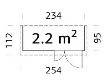 Palmako Gerätehaus Anbauschuppen LEIF 2,2 m², 16 mm, 234x95 cm, inkl. Fußboden, transparent imprägniert