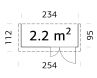 Palmako Gerätehaus Anbauschuppen LEIF 2,2 m², 16 mm, 234x95 cm, inkl. Fußboden, transparent imprägniert