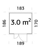 Palmako Gerätehaus LEIF 3,0 m², 16 mm, 183x170...