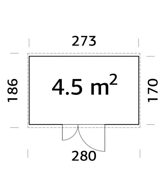 Palmako Gerätehaus LEIF 4,5 m², 16 mm, 273x170 cm, inkl. Fußboden, natur + farbig