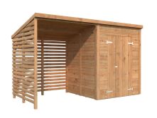 Palmako Gerätehaus LEIF 3,0+2,9 m², 16 mm, 370x170 cm, inkl. Fußboden, lackiert hellgrau (7042) + hellgrau (7042)