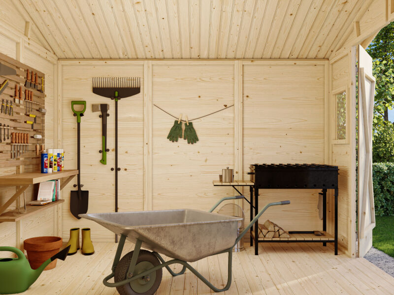 Palmako Gerätehaus DAN 7,5 m²  273x280 cm, 16 mm, inkl. Fußboden, natur + farbig