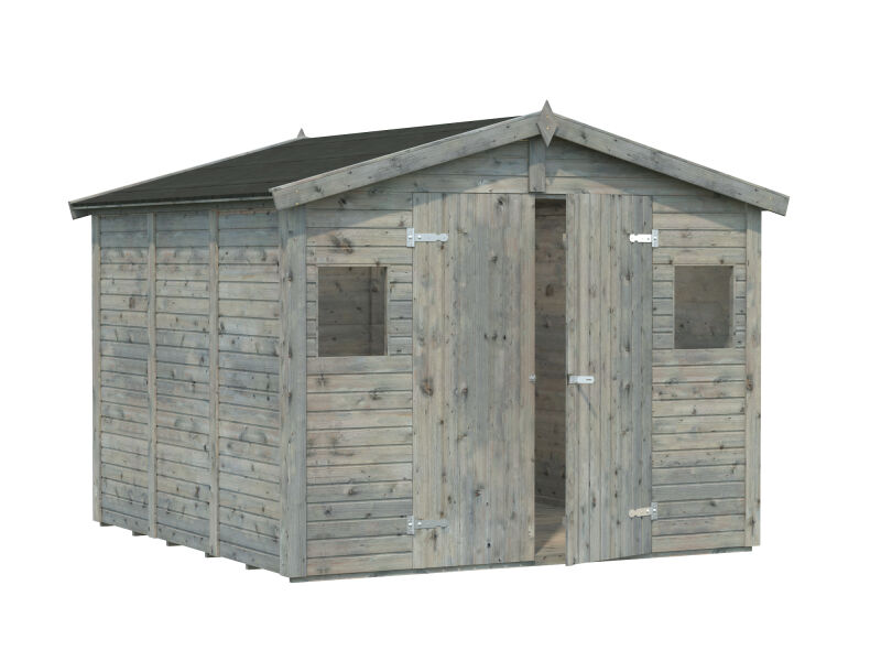 Palmako Gerätehaus DAN 7,5 m²  273x280 cm, 16 mm, inkl. Fußboden, natur + farbig