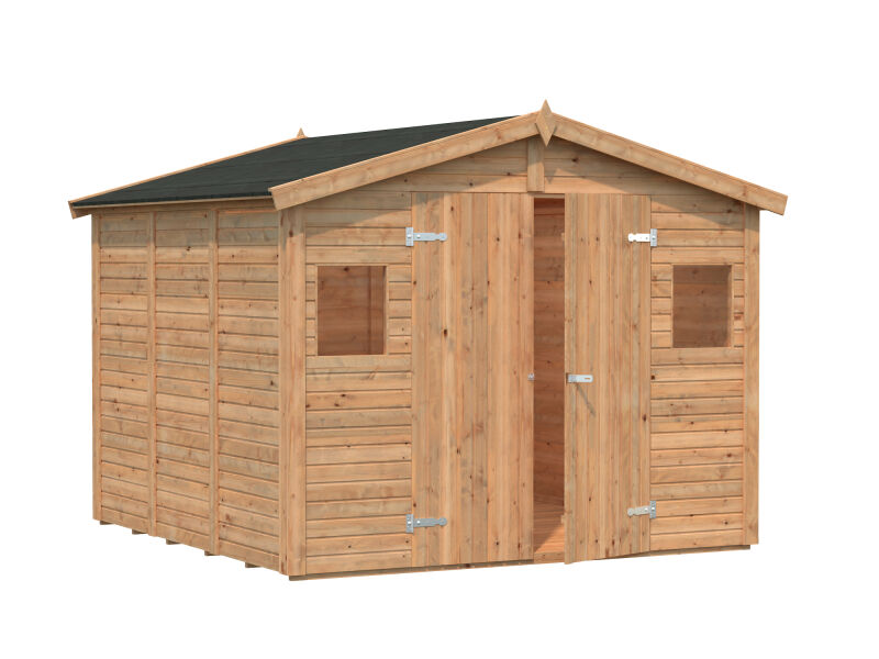 Palmako Gerätehaus DAN 7,5 m²  273x280 cm, 16 mm, inkl. Fußboden, natur + farbig