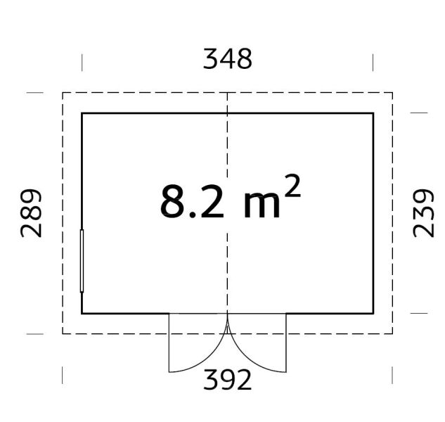 Palmako Gerätehaus NILS 8,2 m²  348x239 cm, 16 mm, inkl. Fußboden, grau imprägniert