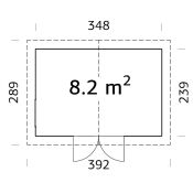 Palmako Gerätehaus NILS 8,2 m²  348x239 cm, 16 mm, inkl. Fußboden, grau imprägniert