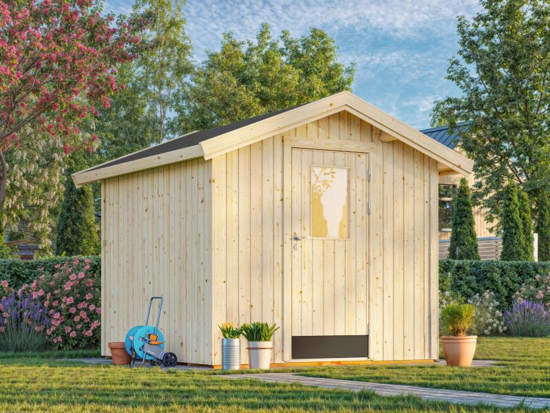 Palmako Gerätehaus LUCAS 5,4 m²  233x239 cm, 16 mm, inkl. Fuboden, natur + farbig