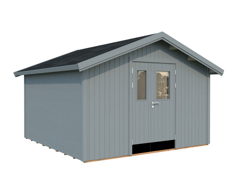 4743142038871 - Gerätehaus LUCAS 121 m² 348x354 cm 16 mm inkl Fußboden lackiert dunkelgrau (7012) + dunkelgrau (7012)