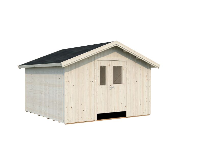 Palmako Gerätehaus LUCAS 12,1 m²  348x354 cm, 16 mm, inkl. Fußboden, natur + farbig