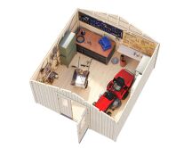 Palmako Gerätehaus LUCAS 12,1 m²  348x354 cm, 16 mm, inkl. Fußboden, natur + farbig