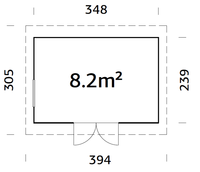 Palmako Gerätehaus STIG 8,2 m²  348x239 cm, 16 mm, inkl. Fußboden, natur + farbig