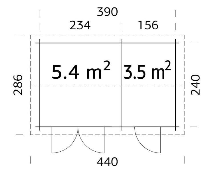 Palmako Gerätehaus JARI 8,9 m²  390x240 cm, 28 mm, inkl. Fußboden, natur + farbig
