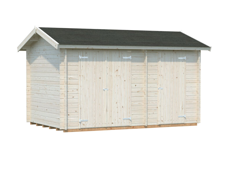 Palmako Gerätehaus JARI 8,9 m²  390x240 cm, 28 mm, inkl. Fußboden, natur + farbig