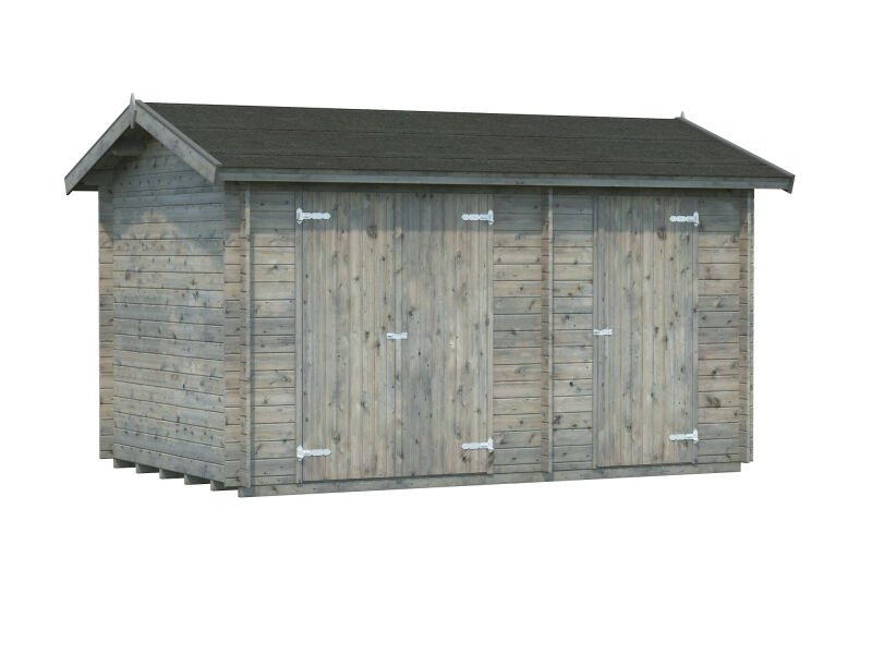 Palmako Gerätehaus JARI 8,9 m²  390x240 cm, 28 mm, inkl. Fußboden, natur + farbig