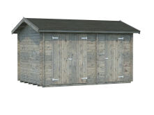 Palmako Gerätehaus JARI 8,9 m²  390x240 cm, 28 mm, inkl. Fußboden, natur + farbig