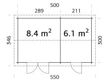Palmako Gerätehaus JARI 14,5 m²  500x300 cm, 28...